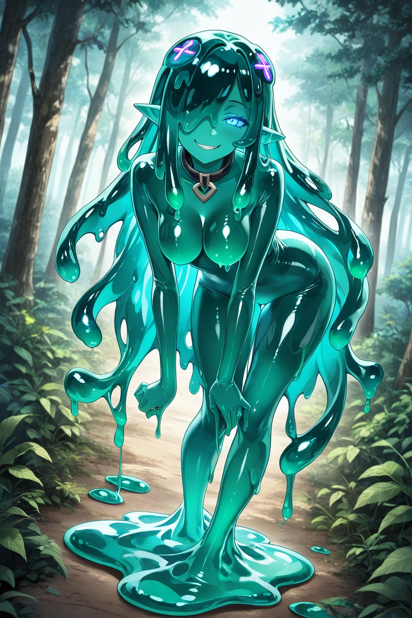 Mischievous Smirk, Glowing Eyes, Large Hair Volume Hentai AI Porn