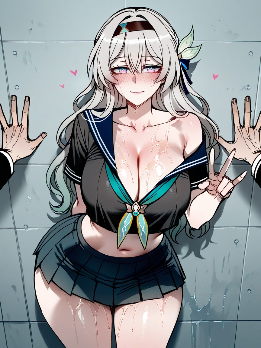 Standing Against Wall, Hearts, Ratatatat Art Style Hentai IA