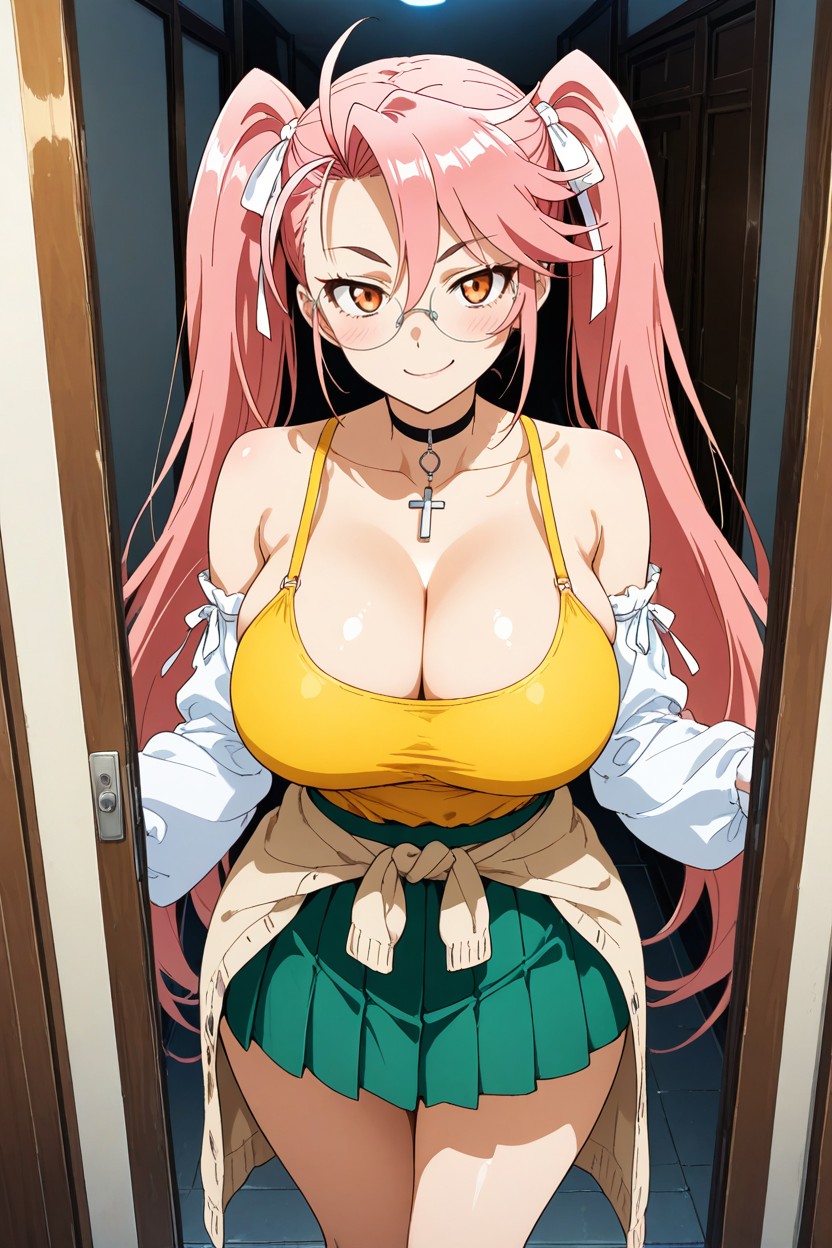 Round Glasses, Voluptuous, Bright Background Porno IA Hentai