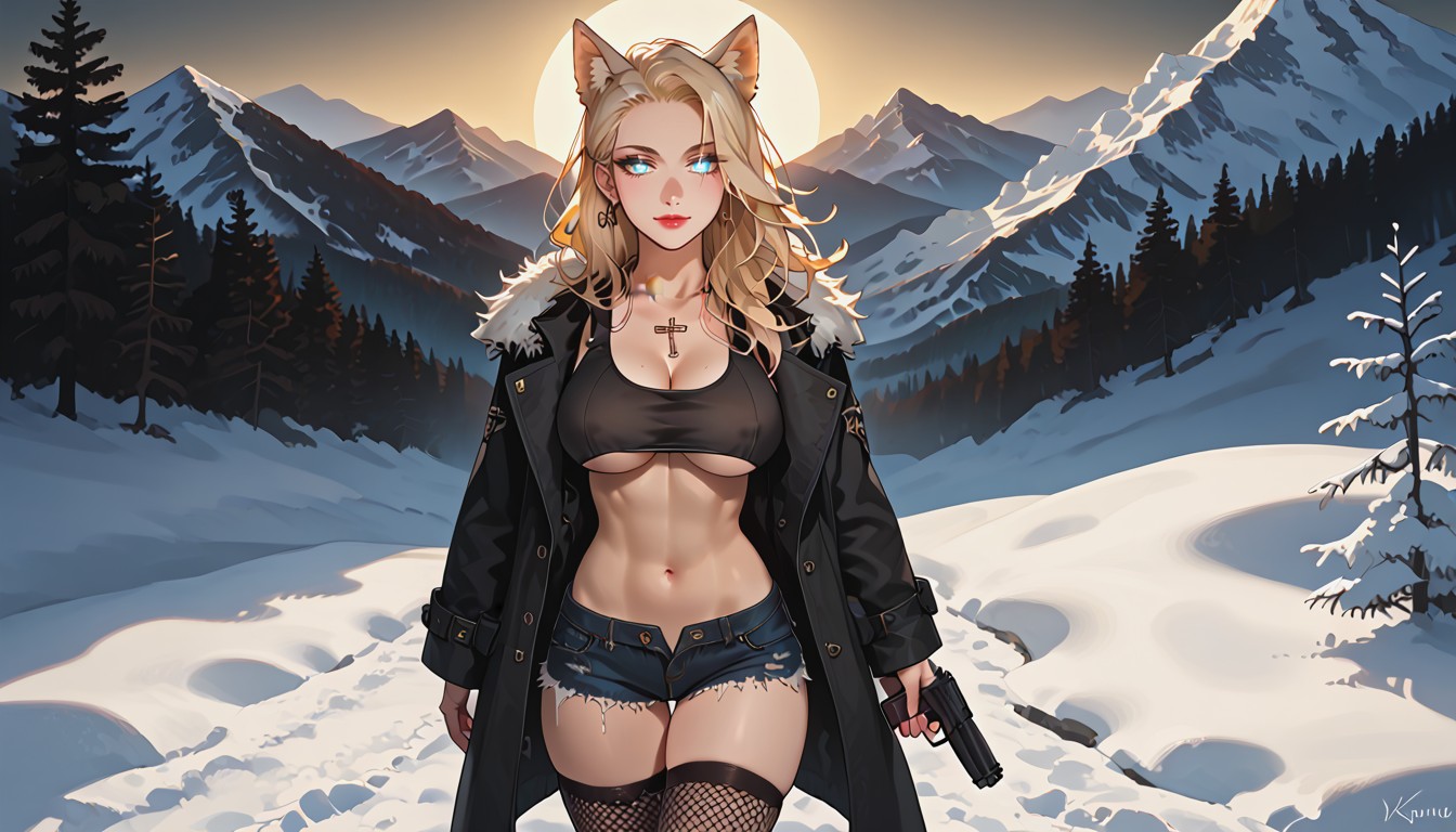 Chaussettes Montant Jusqu'à La Cuisse, Petit Cul, Vue De Face Porno IA Hentai