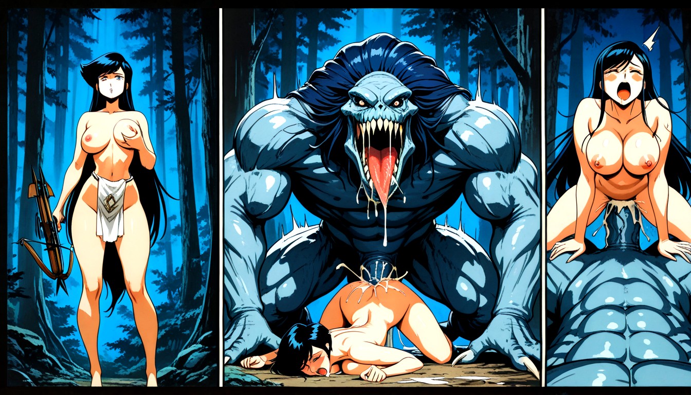 Gros Seins, Woman Is Completely Naked, Night Time Porno IA Hentai