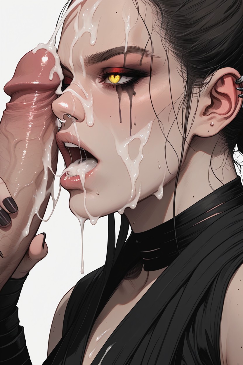 Holding Penis, Open Mouth, Focus Face Hentai AI Porn