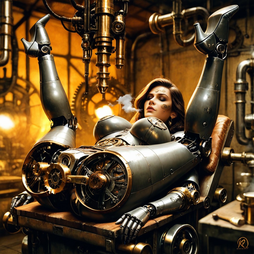Steam, Legs Up, Revealing Intricate Clockwork Mechanisms Hentai AI Porn