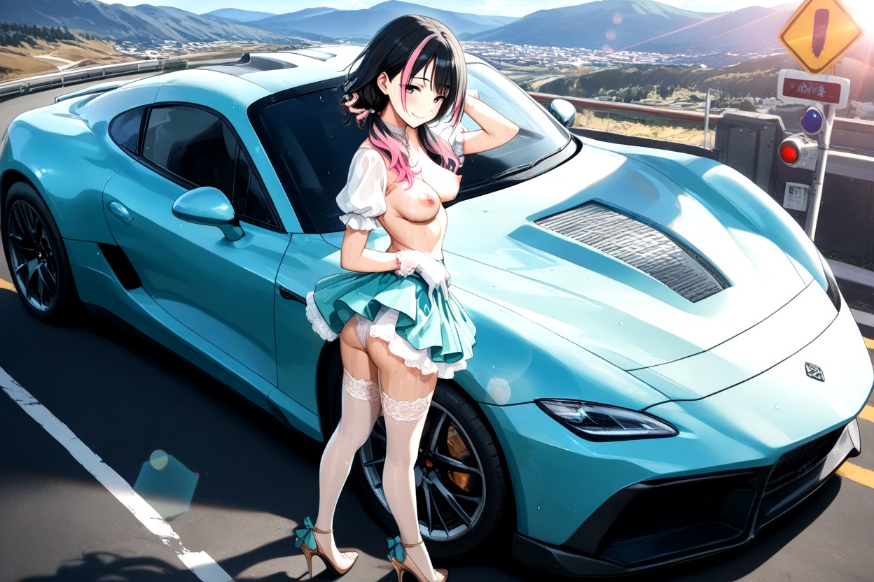 White Cloth Panties, Low Twintails, In Quiet Japanese Mountain Pass Hentai IA