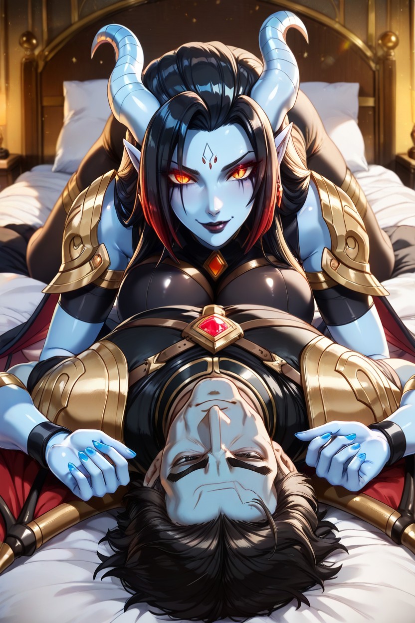 Merunyaa Art Style, Large Bat Wings, Duo Hentai AI Porn