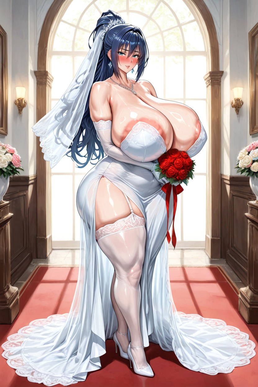 Detailed Messy Hair, Full Body, Low Neckline Hentai IA