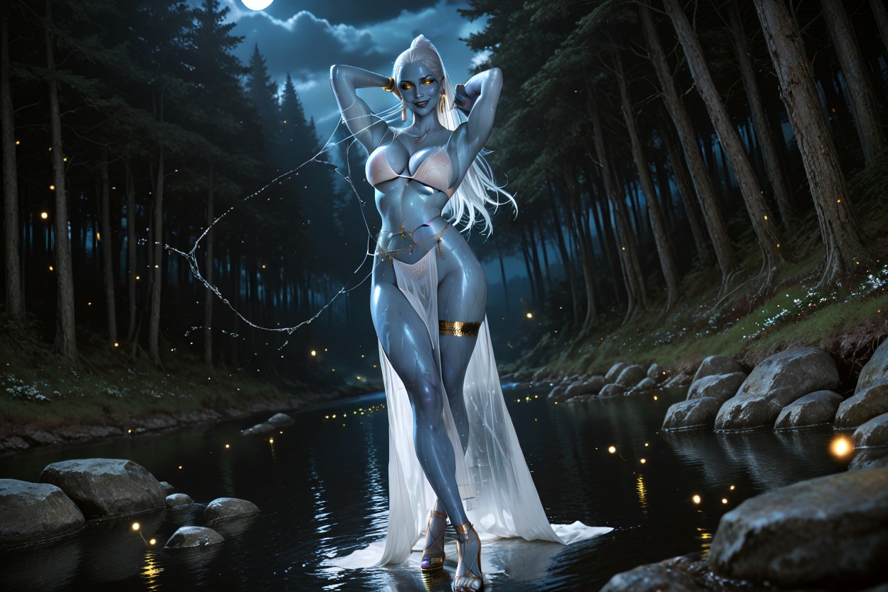 Belly Chain, Defined Midriff, Moody And Sensual Atmosphere Hentai AI Porn