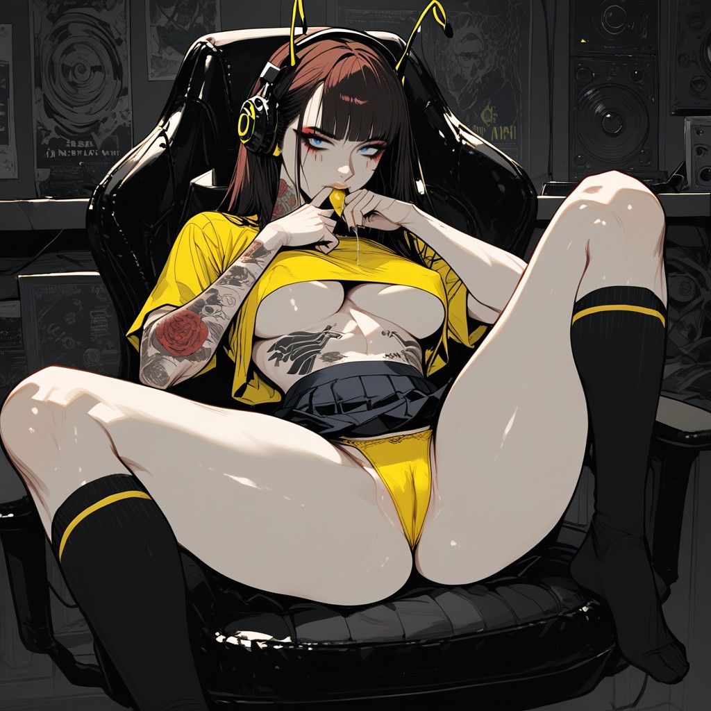 Sitting On Chair, Drool, Skirt Hentai IA