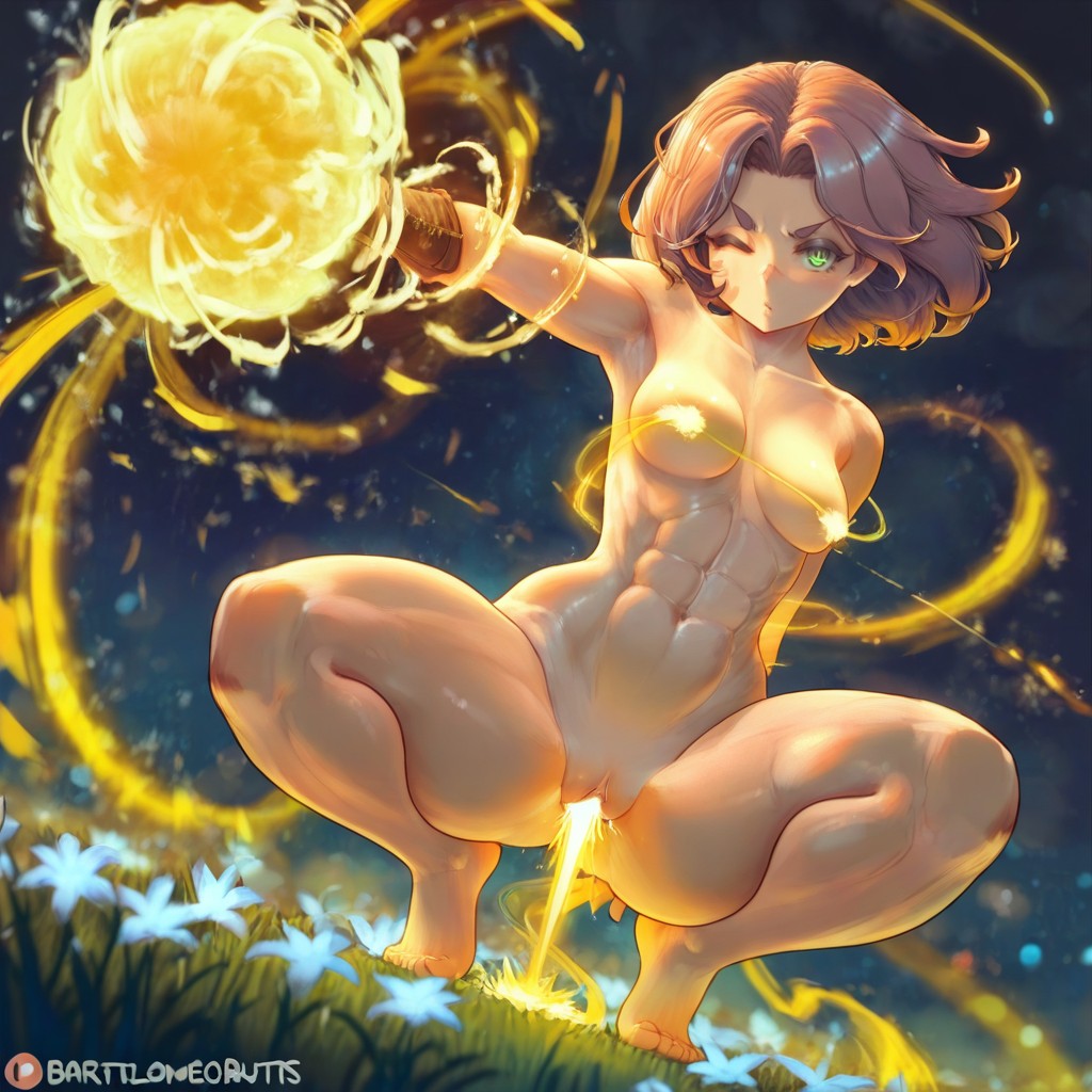 Agachada, Windy, Blue Bokeh Hentai IA