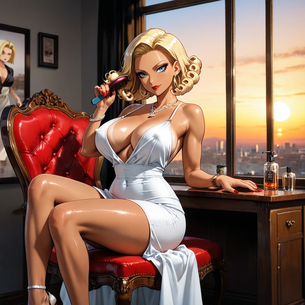 Tan Lines, Red Nails, Detailed Hair Hentai AI Porn