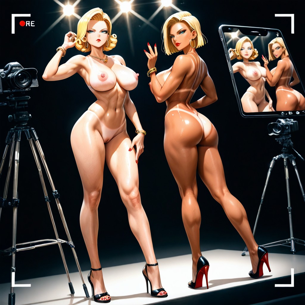 Standing, Erotic Stripdancing, Red Glossy Lipstick Hentai IA