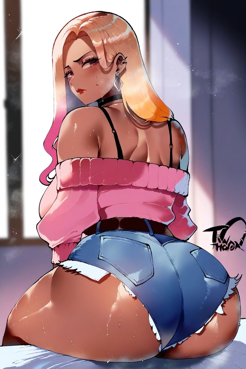 Gradient_hair, Indoors, Jewelry Hentai IA