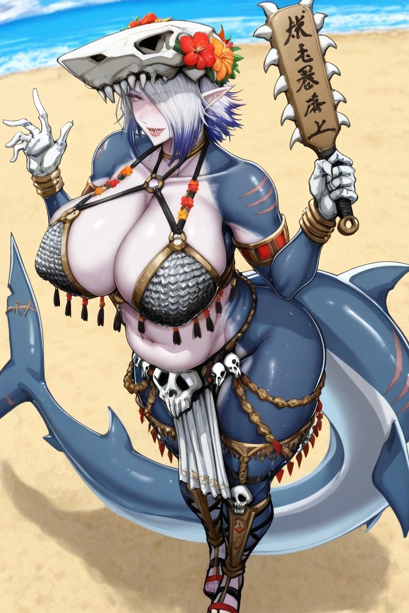 Puffy Nipples, Shark Skull Helmet, Tribal Wear Porno IA Hentai