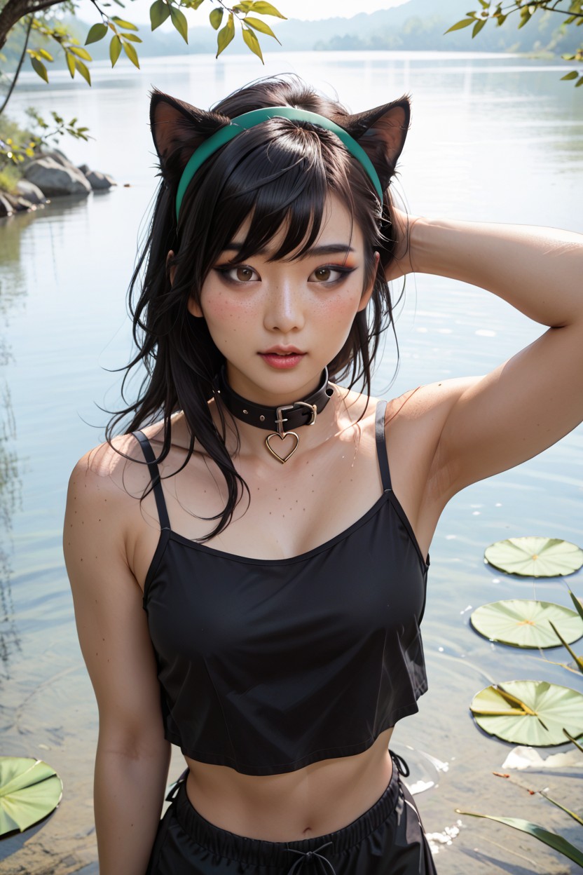 Asian, Catgirl, Black Hair Hentai IA