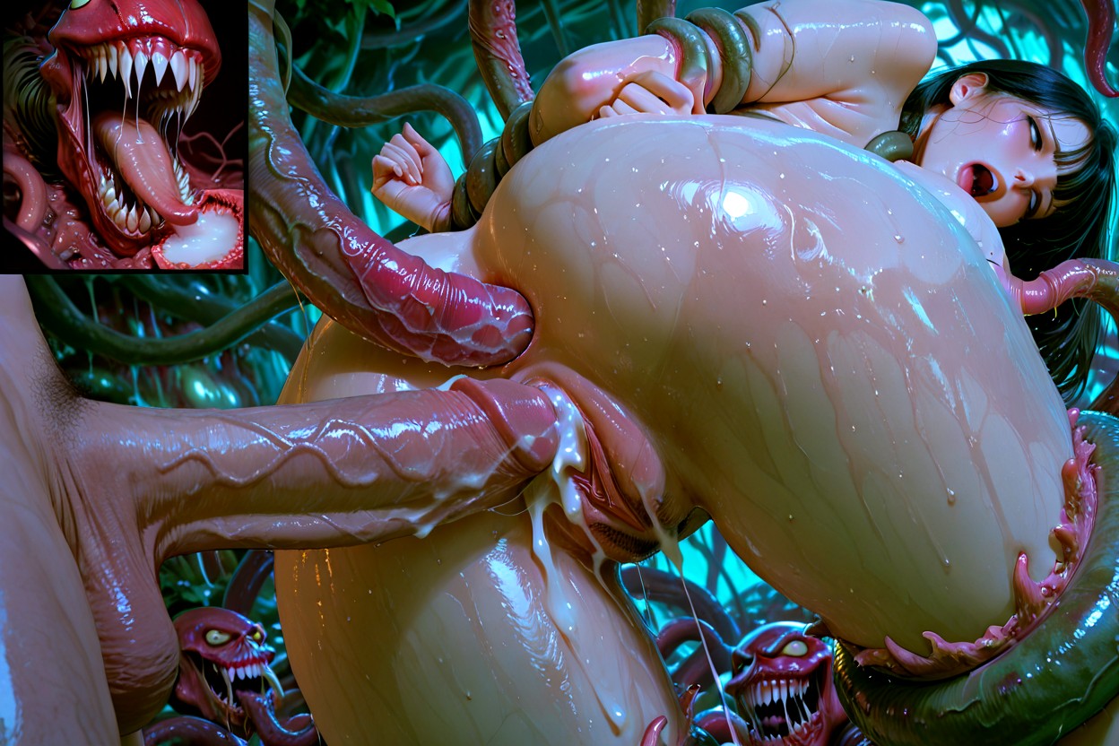 Detailed Pussy, Breasts Close Up, Inside A Tentacle Pit Hentai AI Porn