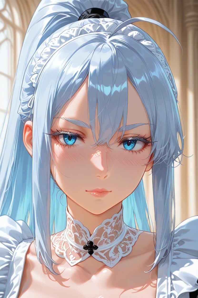 Silky Straight Hair, Compact Facial Features, Center-parted Bangs Hentai AI Porn