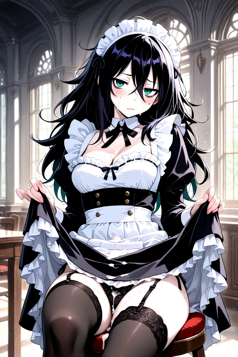Black Messy Hair, Night, Looking At Viewer Hentai AI Porn