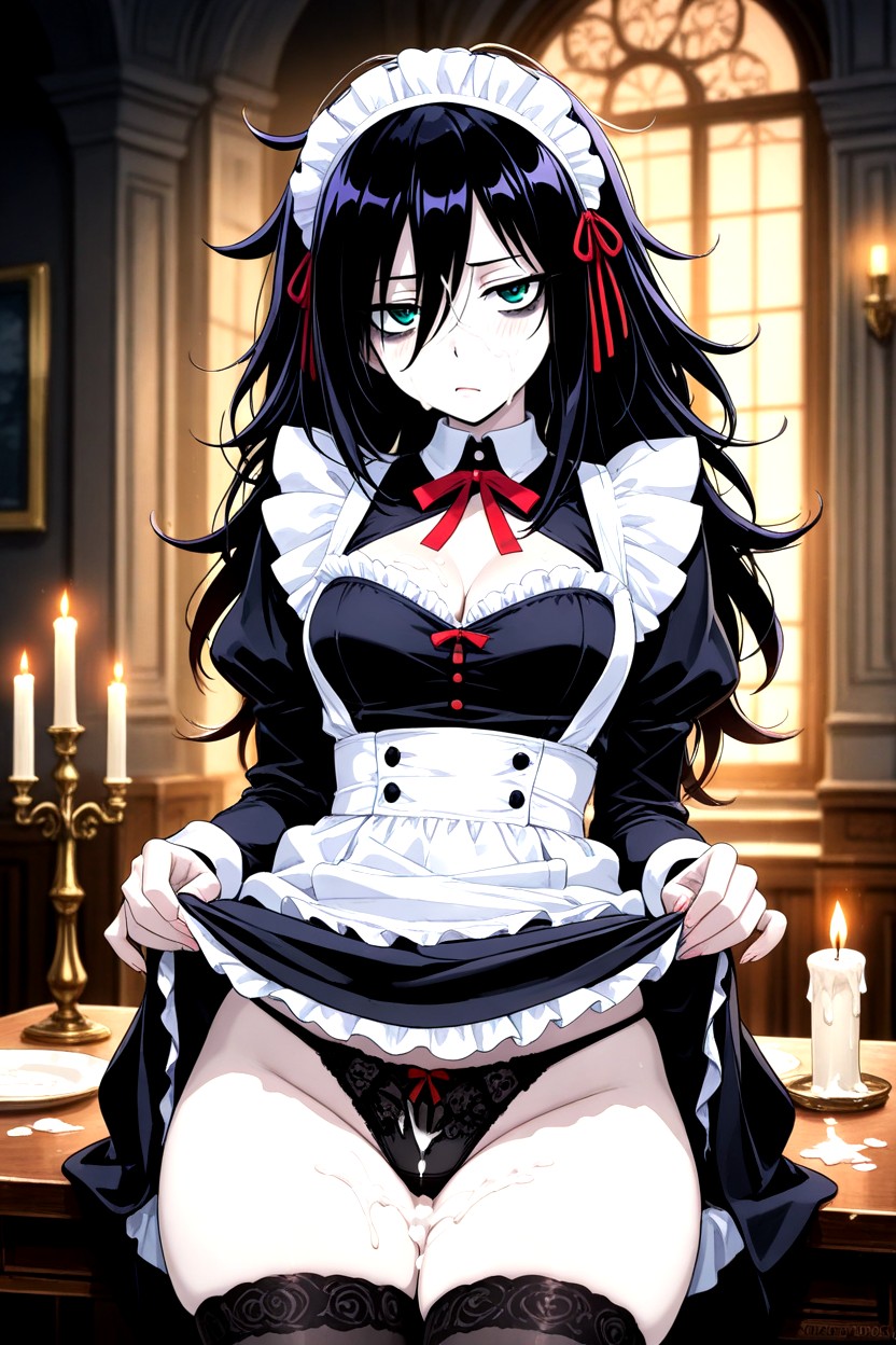 Bags Under Eyes, Cum On Maid Outfit, Dripping With Cum Hentai IA
