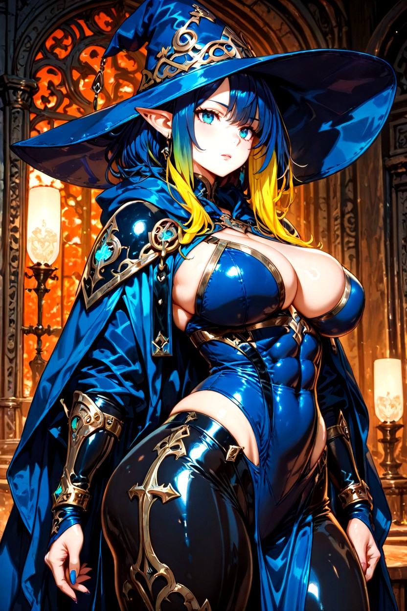 A Female Half-elf Elemental Witch With Long, A Sexy Thong, Shiny Jewelry Hentai AI Porn