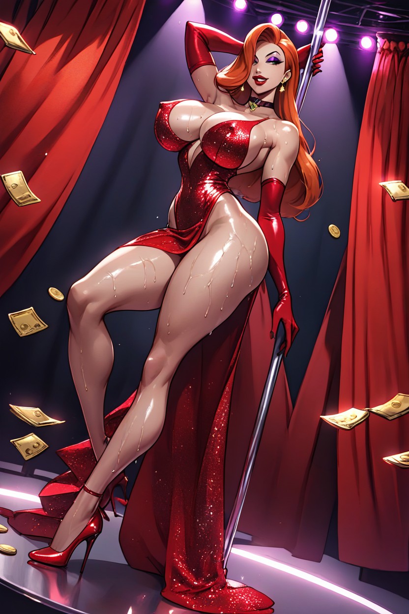 Dollar Bills And Gold Coins Everywhere, Evil Grin, Model Hentai AI Porn