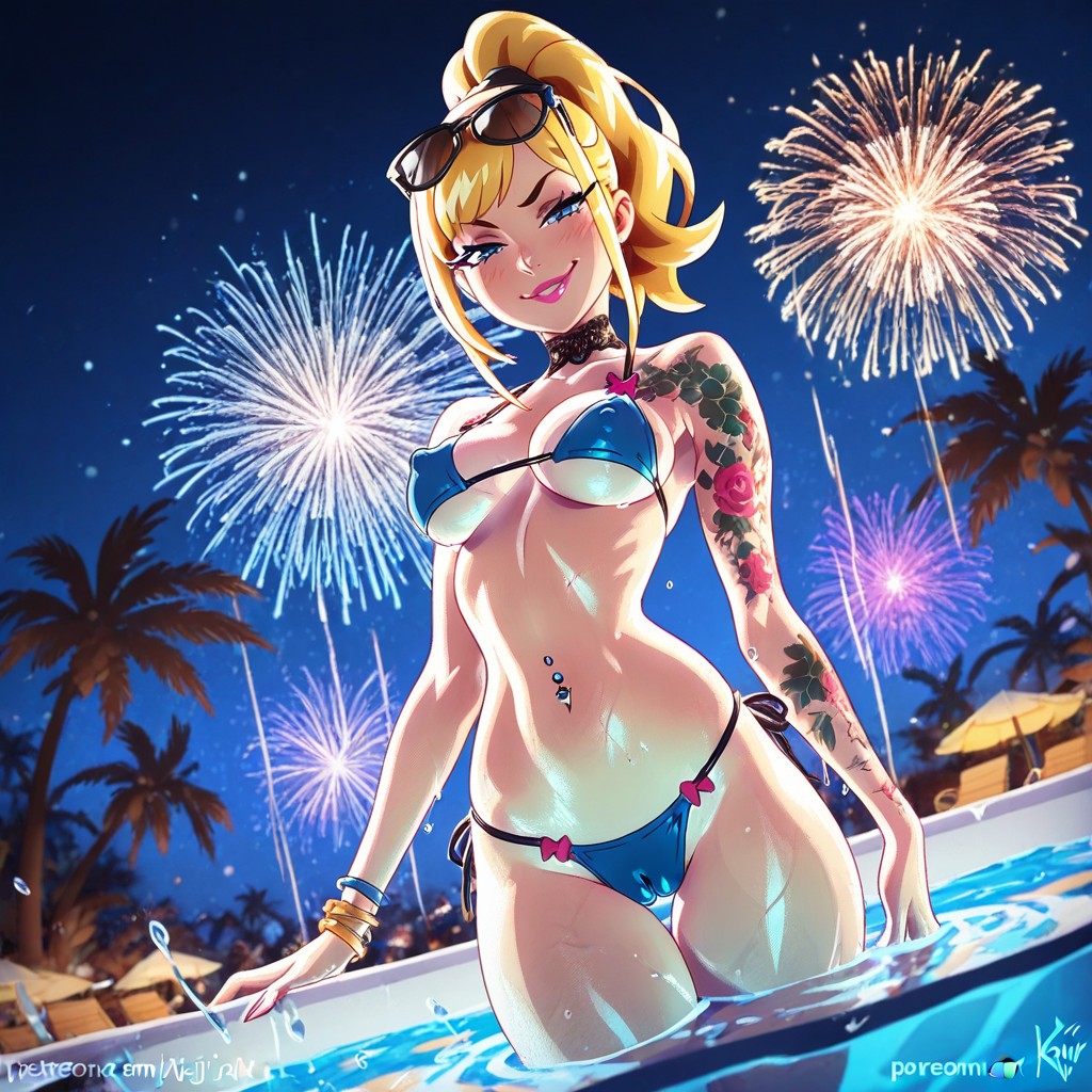 Smug Expression, Multiple Bracelets, Extreme Puffy Cameltoe Hentai AI Porn