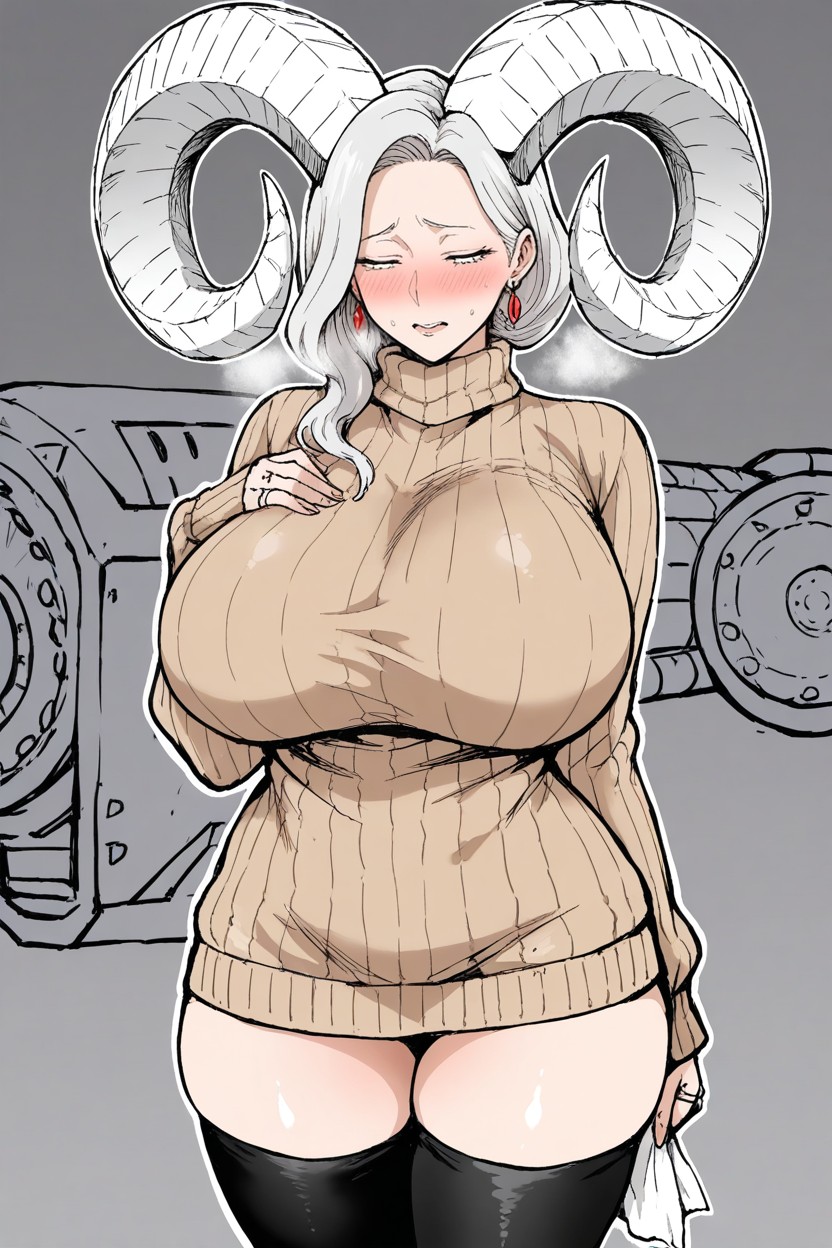 Gray Background, Melancholic, Sweater Hentai IA