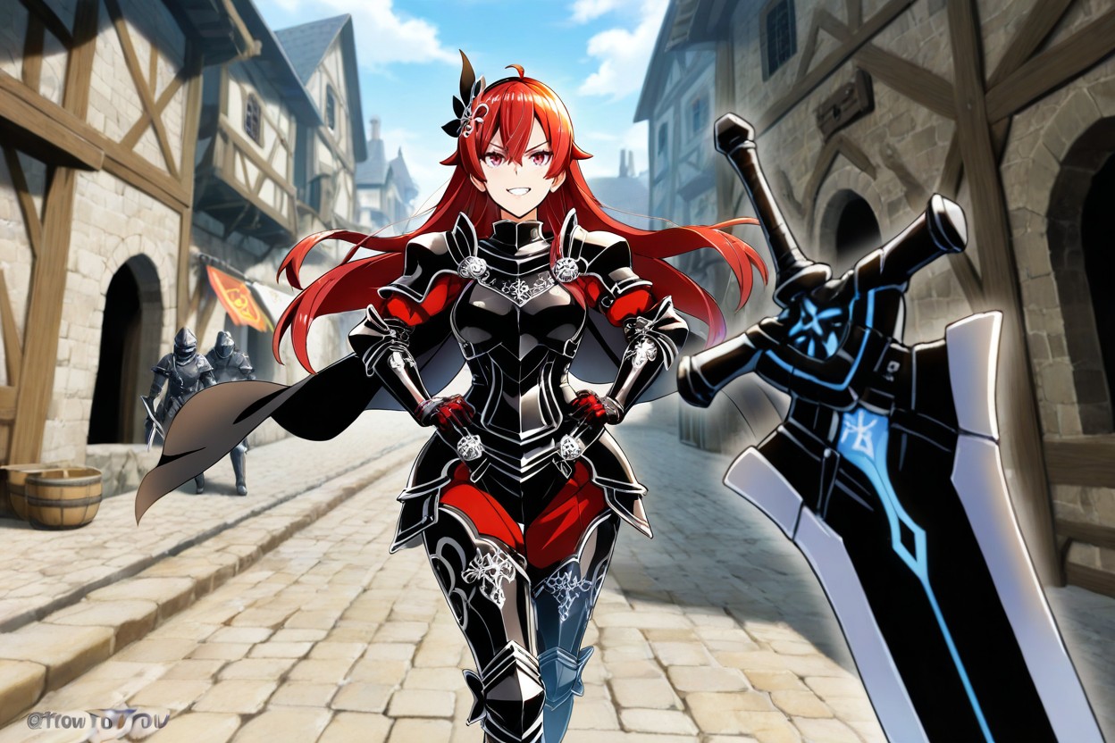 Female Brandishes Her Sword, Outside, Bottom Up Hentai AI Porn