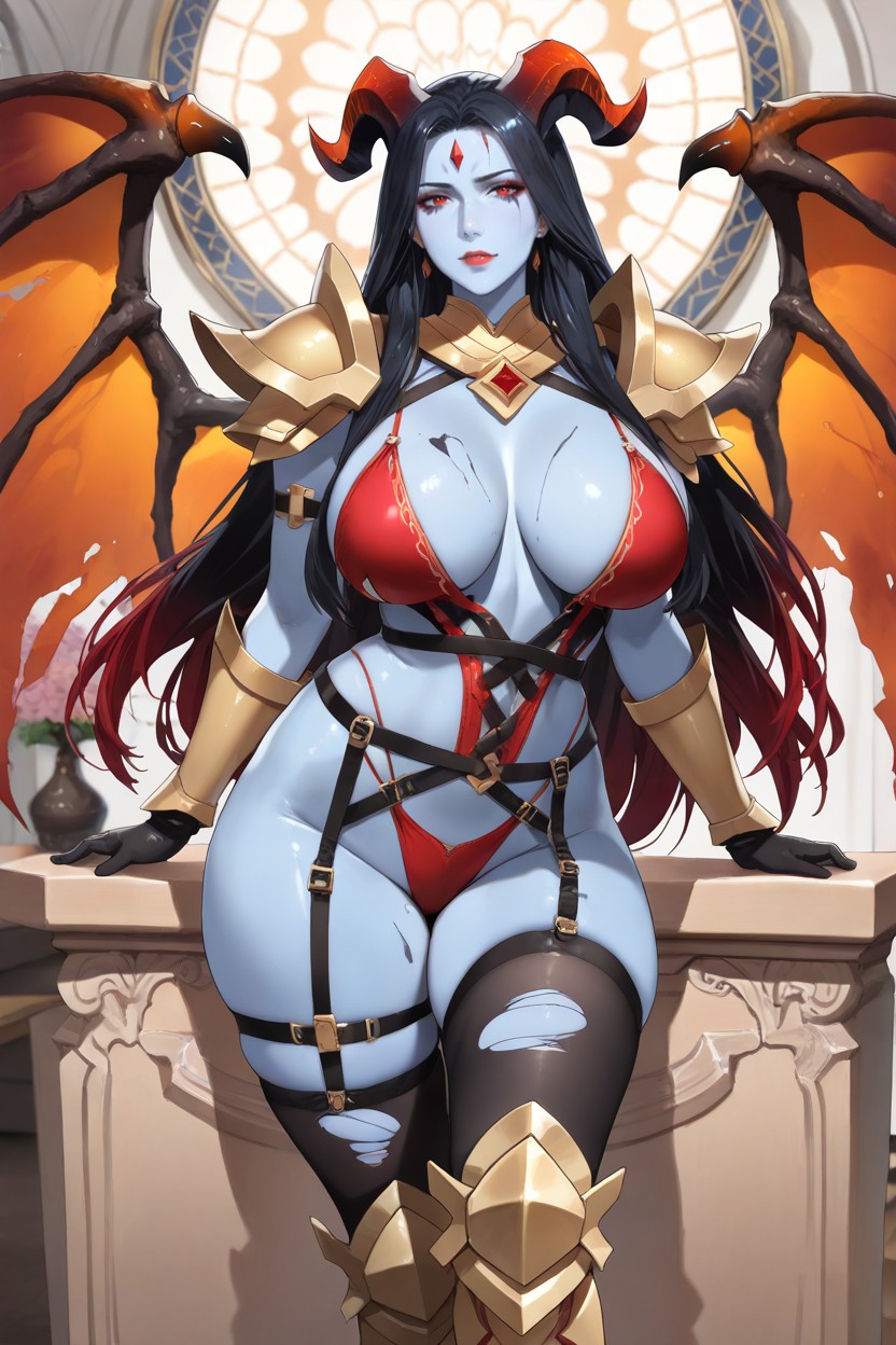 Medium Breast, Gold And Red Pauldrons, Red Eyes Hentai AI Porn