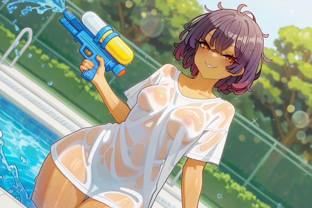 Rounded Breast, Dark Hair, Action Pose Hentai AI Porn