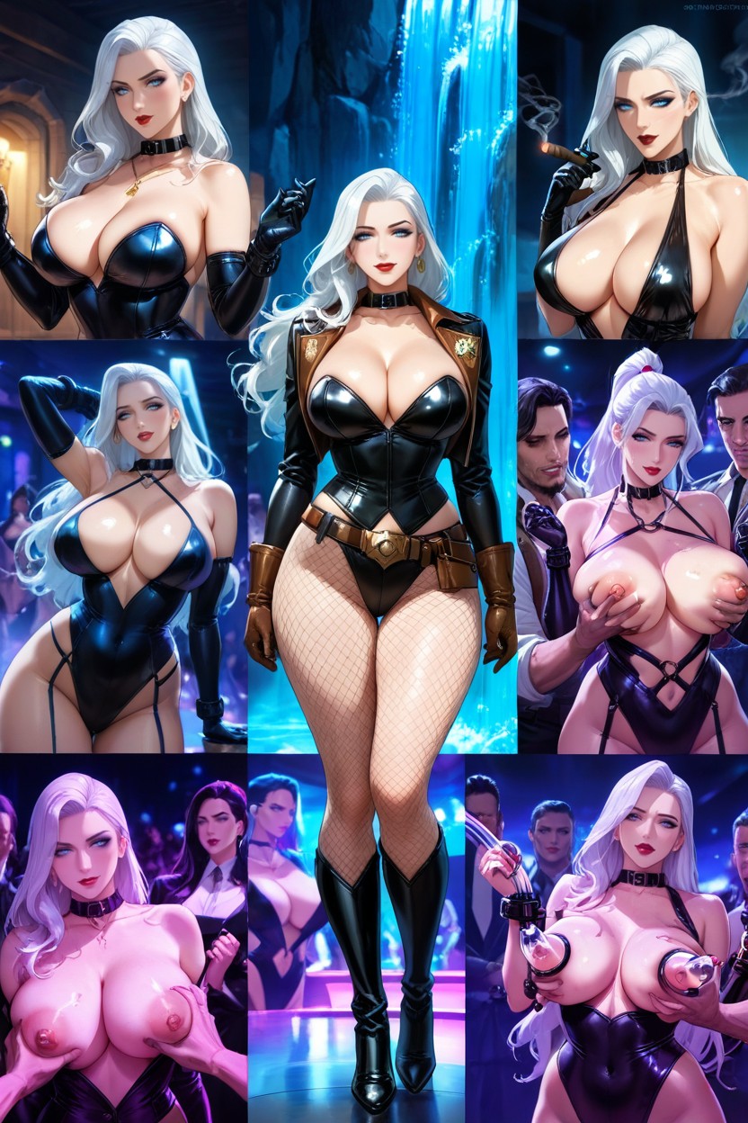 White Hair, Fit, Neon Hentai AI Porn