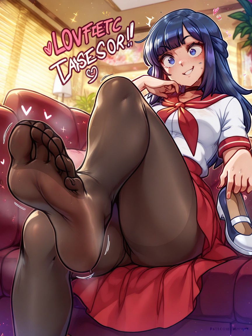 And Looking Aside, Living Room, Foot Fetish Hentai AI Porn