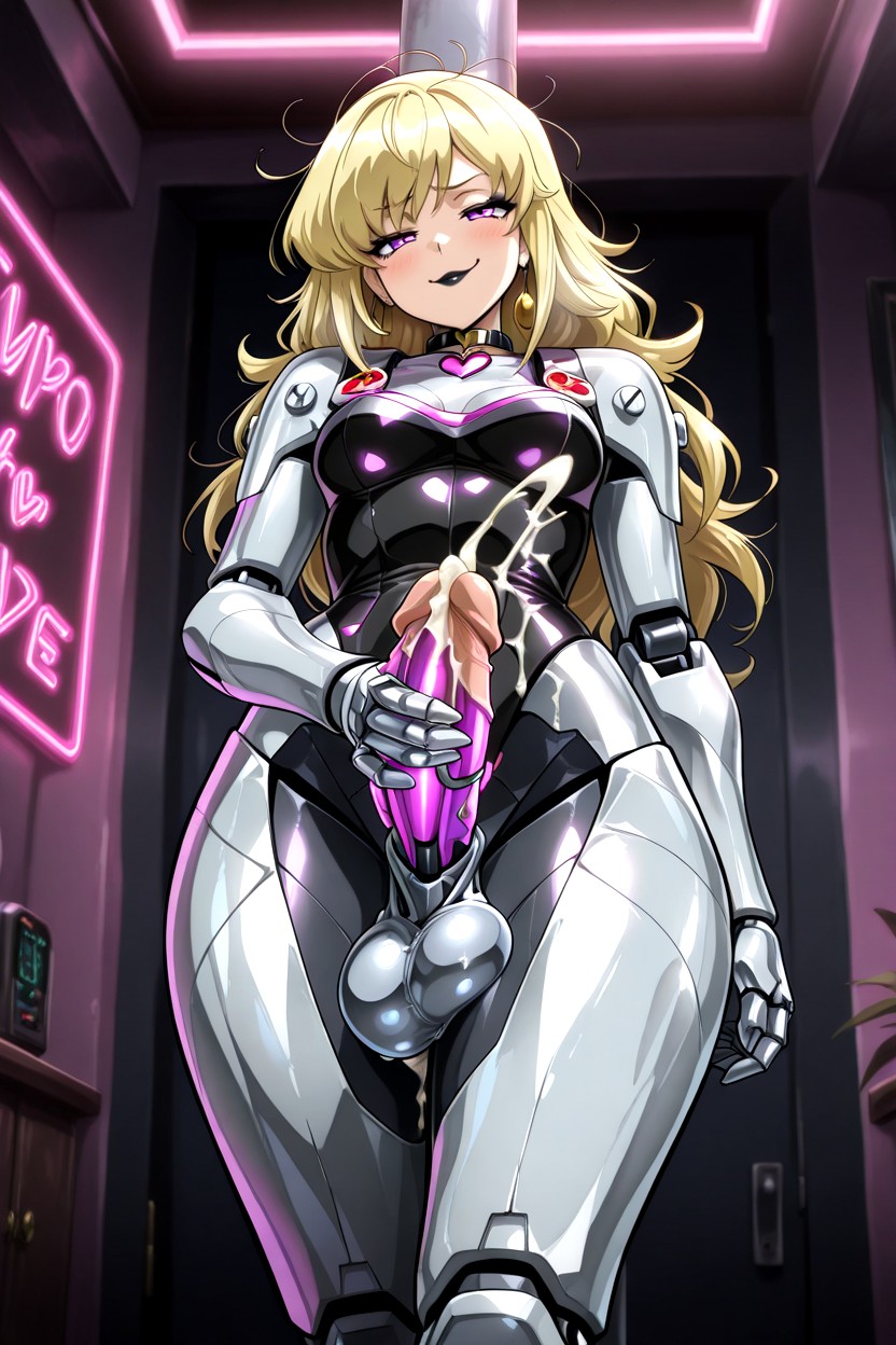 Robot Neck, Wide Hips, Purple Eyes Hentai IA