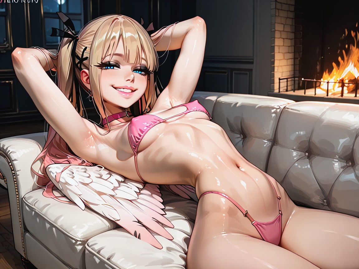 Perfectly Smooth Skin, Shiny Skin, Only Wearing Thong Hentai AI Porn