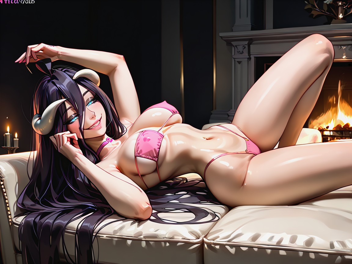 Pink Bikini, Perfect Smile, Very Long Winged Eyelashes Hentai AI Porn