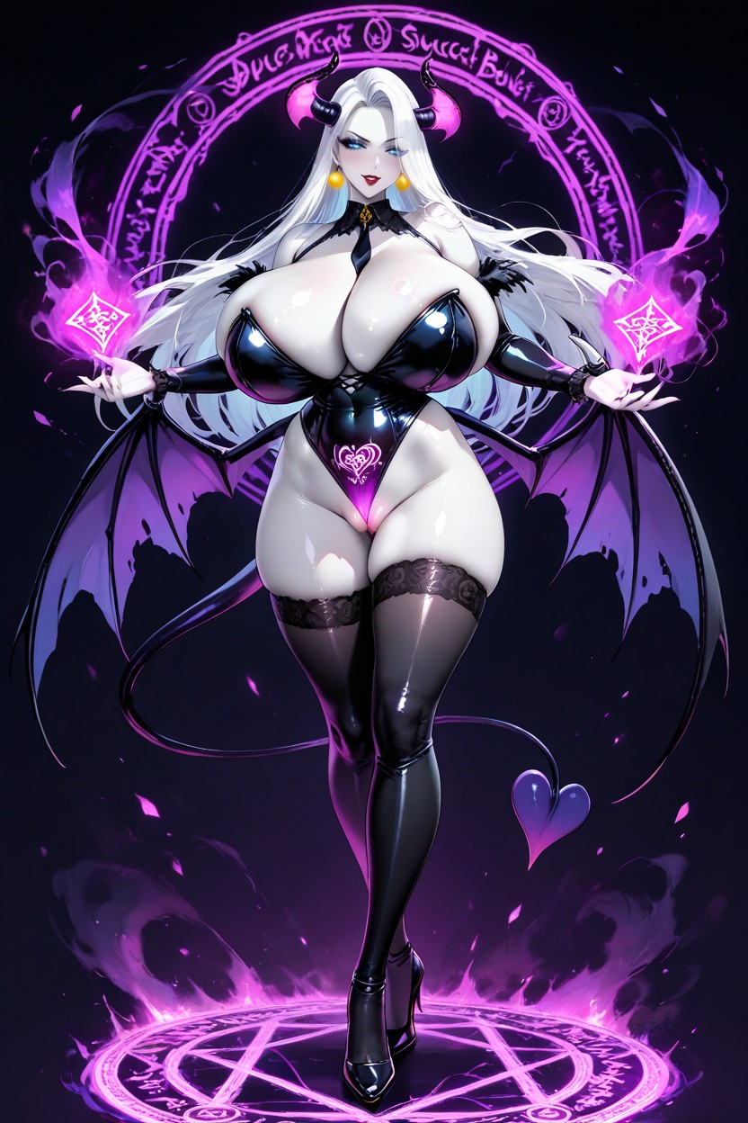 模特姿势, White Hair, Glowing Eyes AI黄漫
