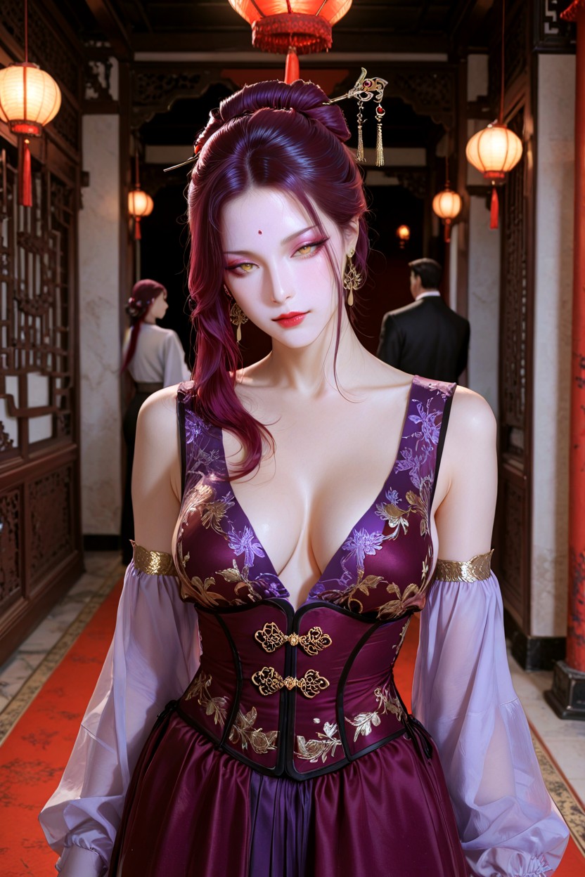 Chinese Facial Features, Loulan From, Purple Embroidered Upper Garment Hentai IA