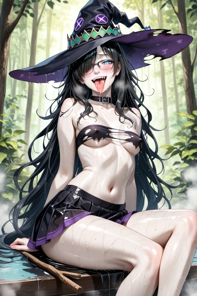 Fangs, Pale Skin, Black Witch Hat Hentai AI Porn