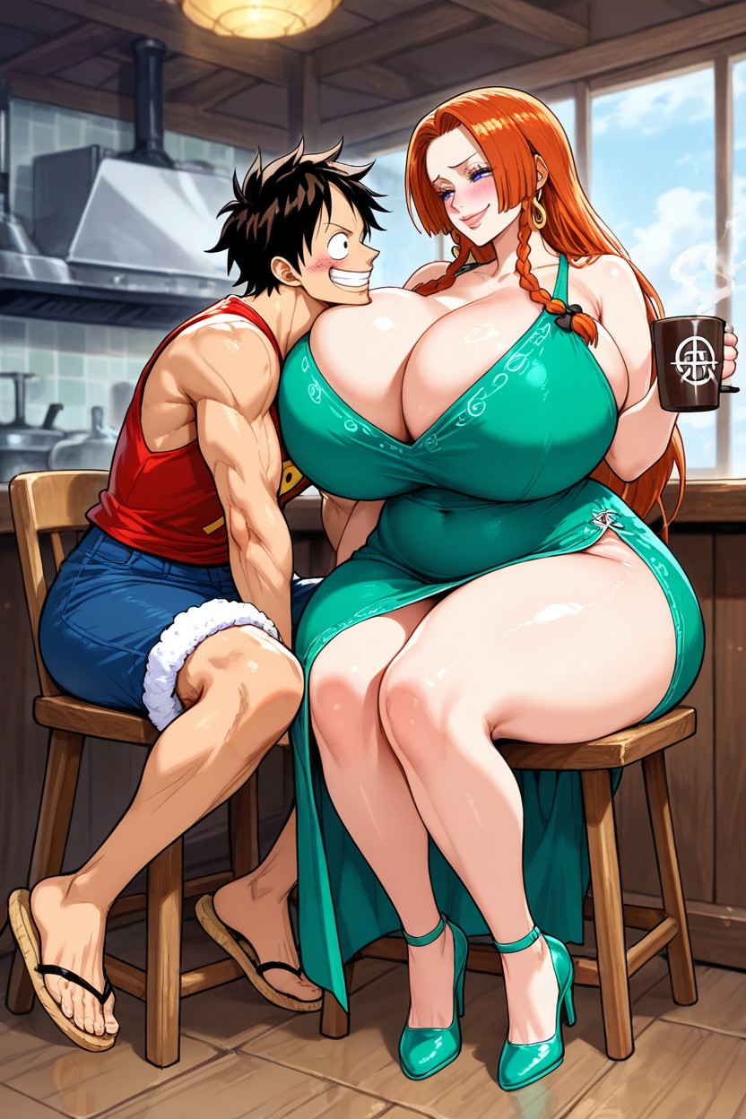 Husband And Wife, Hig Heels, Reddish Orange Hair Hentai AI Porn