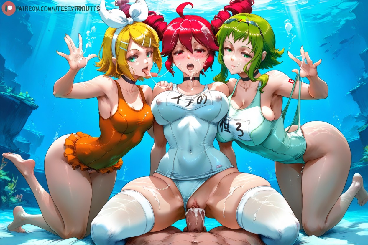 Kasane Teto, Orange Swimsuit, Clothed Sex Hentai AI Porn