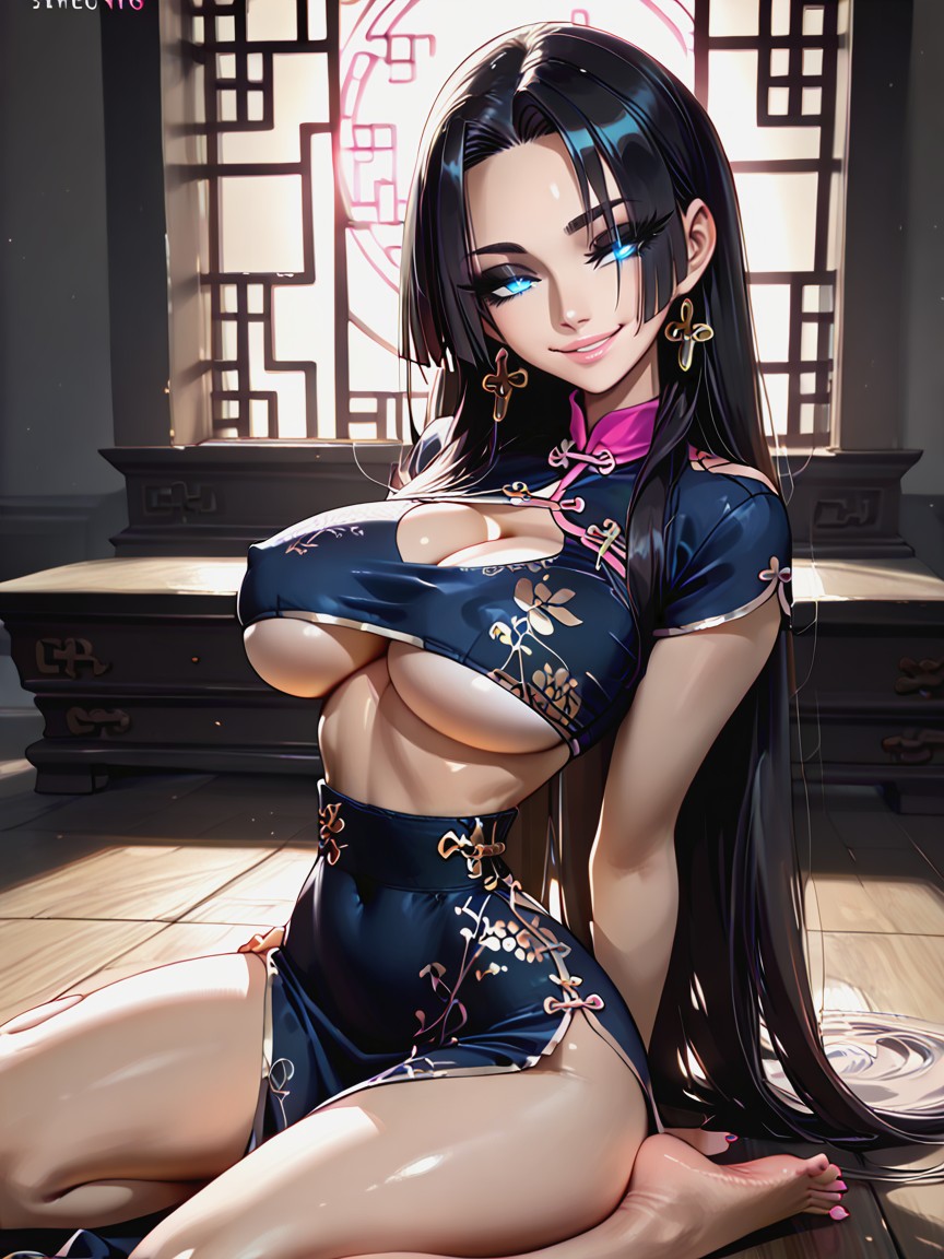 Massive Tits, China Dress, Very Stretched Abdomen Hentai AI Porn