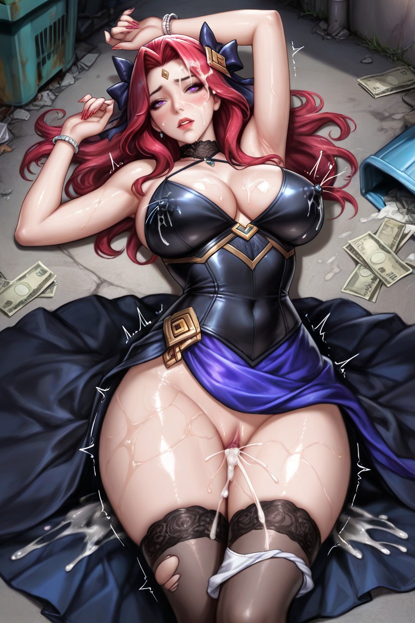 Trash, Lace Choker With Bow, Pussy Juice Leaking Hentai IA