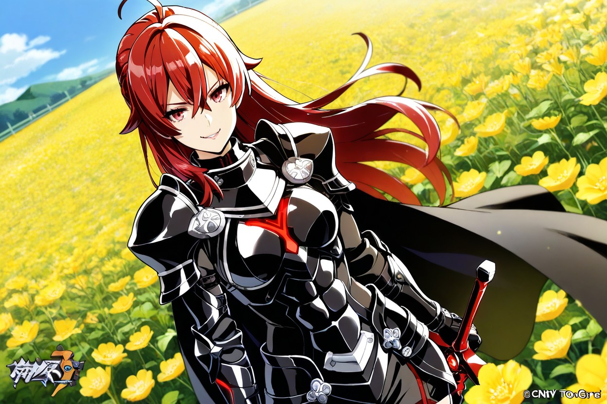 Vista Frontal, Female With Great Black Sword, Female Red Hair Hentai IA