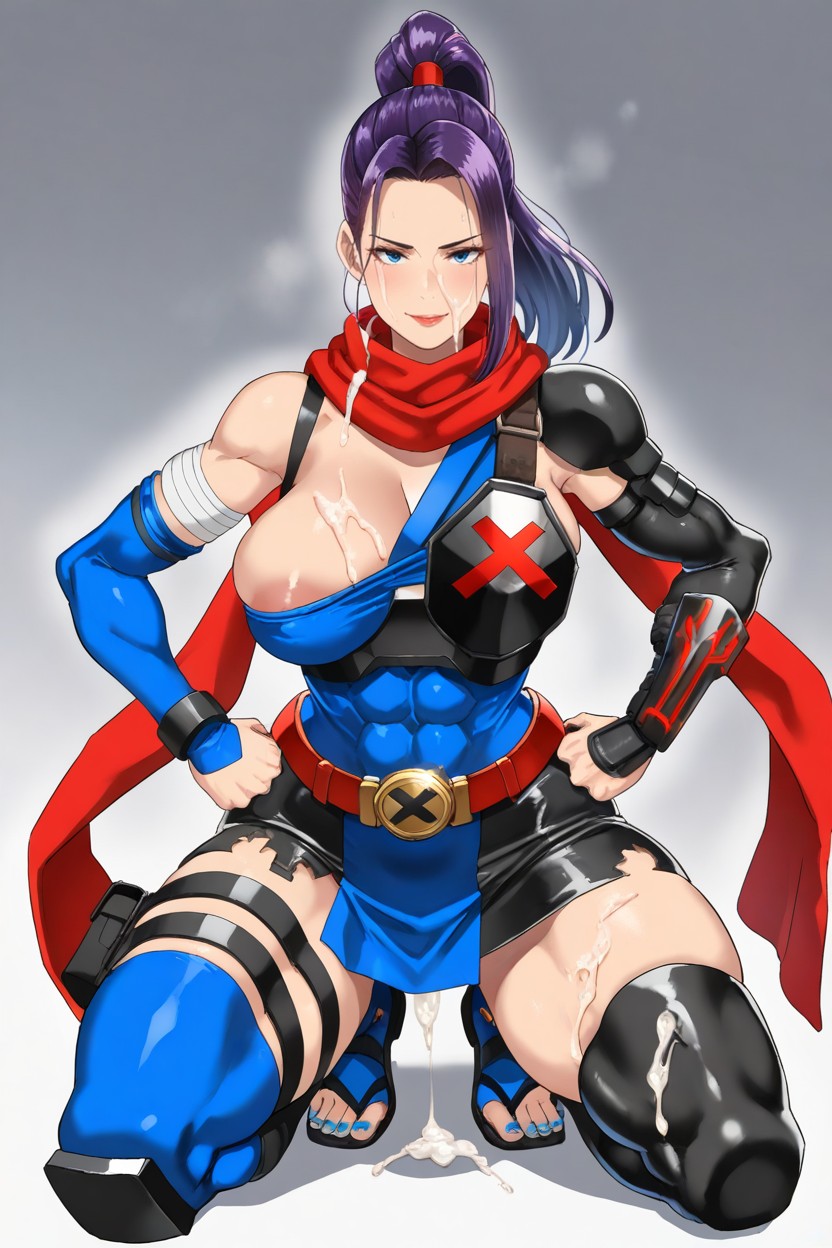 Breast Bandages, White Trim On Boots, Mid-thigh Kimono Hentai AI Porn