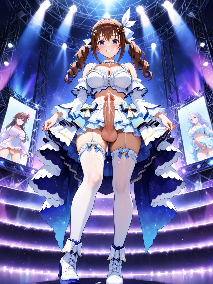 Futanari, Stage Lights, Star-shaped Hair Accessories Hentai AI Porn