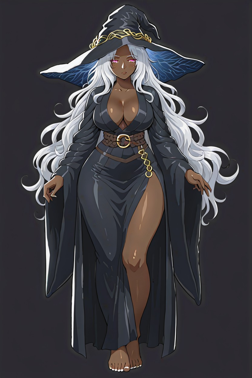 White Eyebrows, Recluse From Elden Ring Nightrein, Black Skin Hentai AI Porn