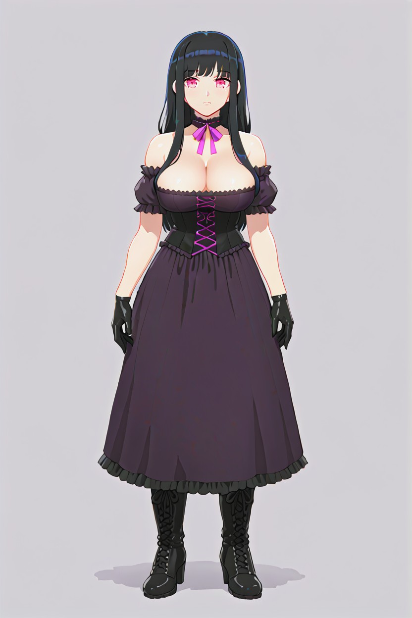 Long Length, Graceful Posture, Goth Dress Hentai AI Porn