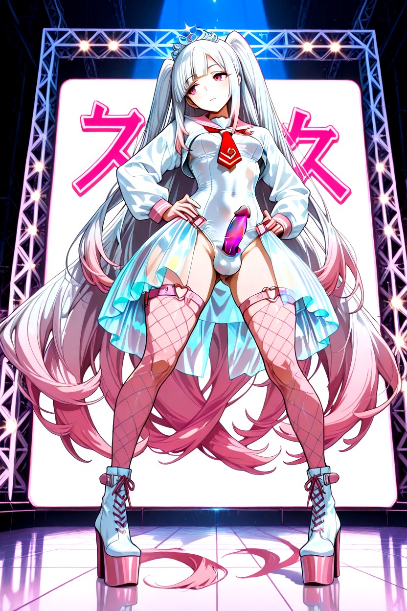 Model Posing, Strong Wind In Hair, Full Body Hentai AI Porn