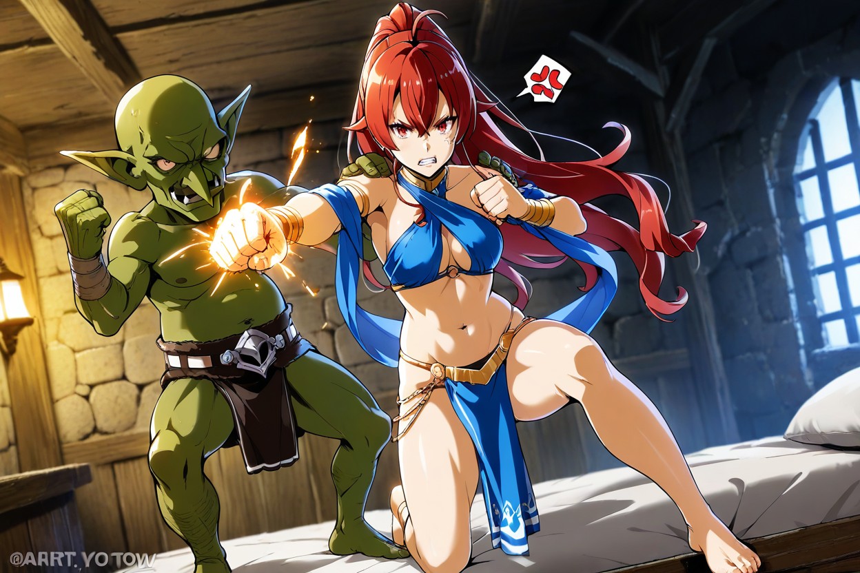 Fit, Bust Shot, Female Red Eyes Hentai AI Porn