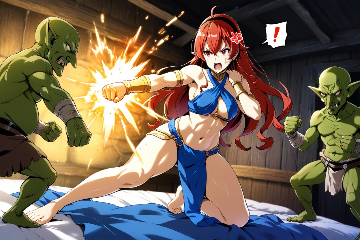 In Bed Room, Fight With Only One Goblin, Uncensored Hentai AI Porn