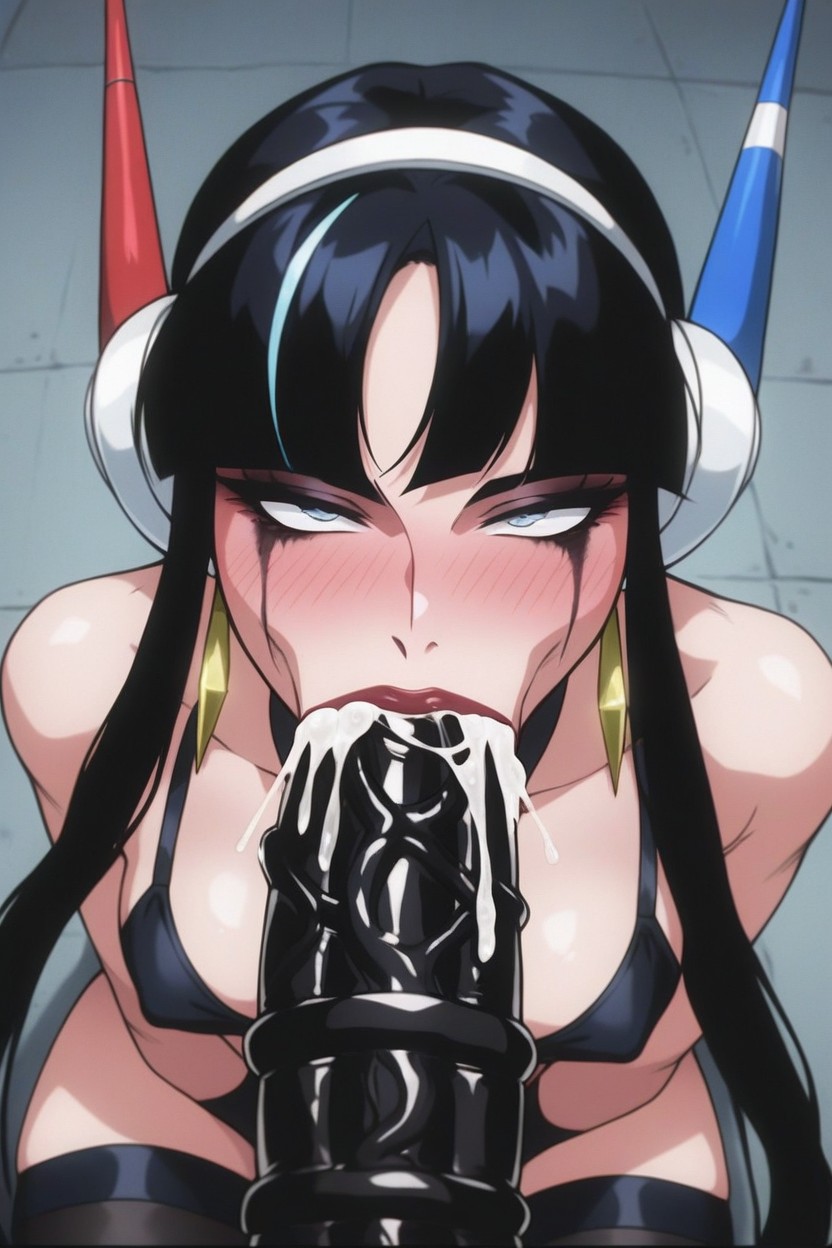 Orgásmica, Sweaty, Huge Black Dildo Is In Her Mouth Blowjob Hentai IA